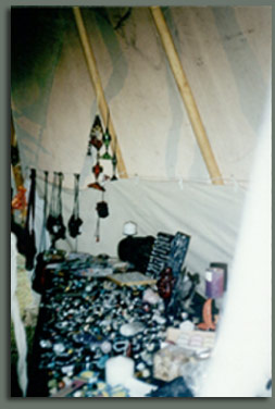 Tipis used as a jewelry display