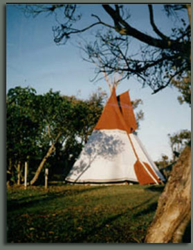 Family camping in our tipi